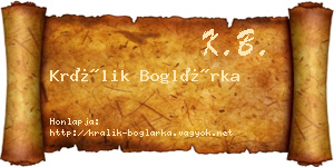 Králik Boglárka névjegykártya